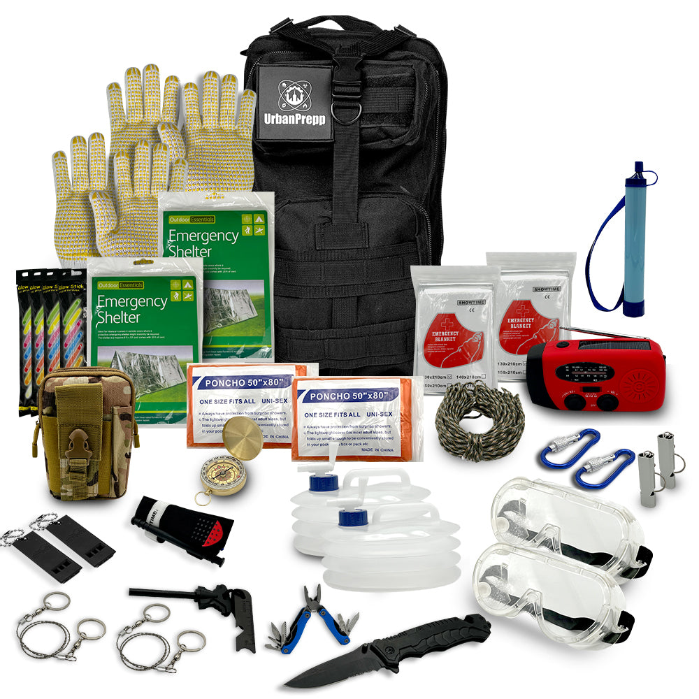 UrbanPrepp Complete 72 Hour Survival Kit - 2 Person Survival Kits, Del –  Urban-Prepp